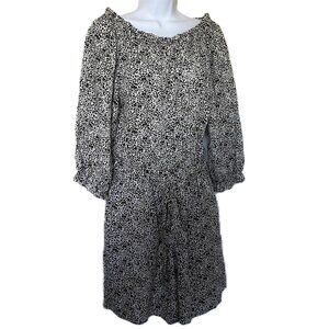 Ivy Street Romper Y2K Animal Print Black & White 3/4 Sleeve Self Tie Rayon EUC S